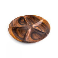 Большая деревянная менажница, круглая, 5 отсеков 30,4 x 2,5 см